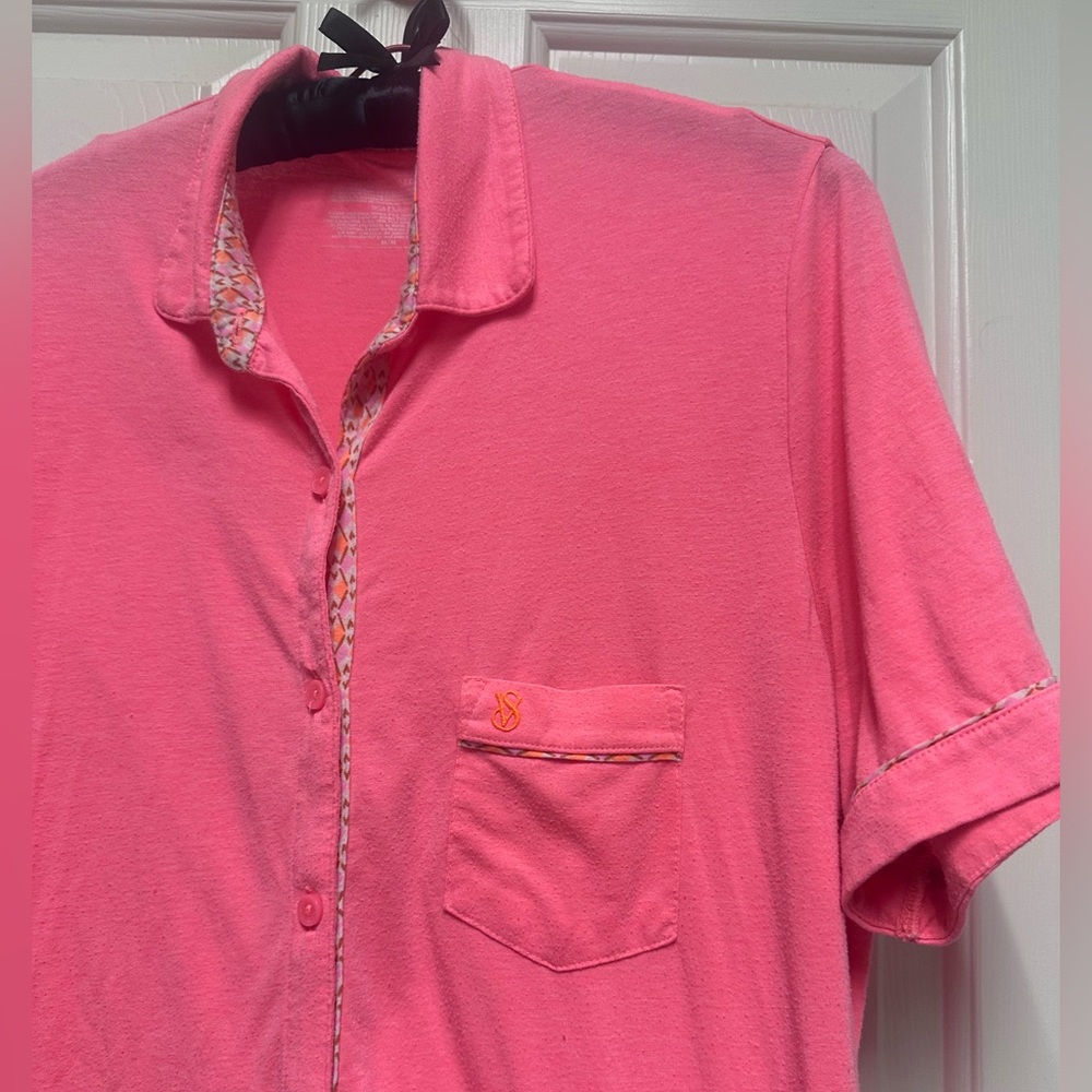 Victoria's Secret Pink Button Down Pajama Set Soft Model Cotton Blend. Size M